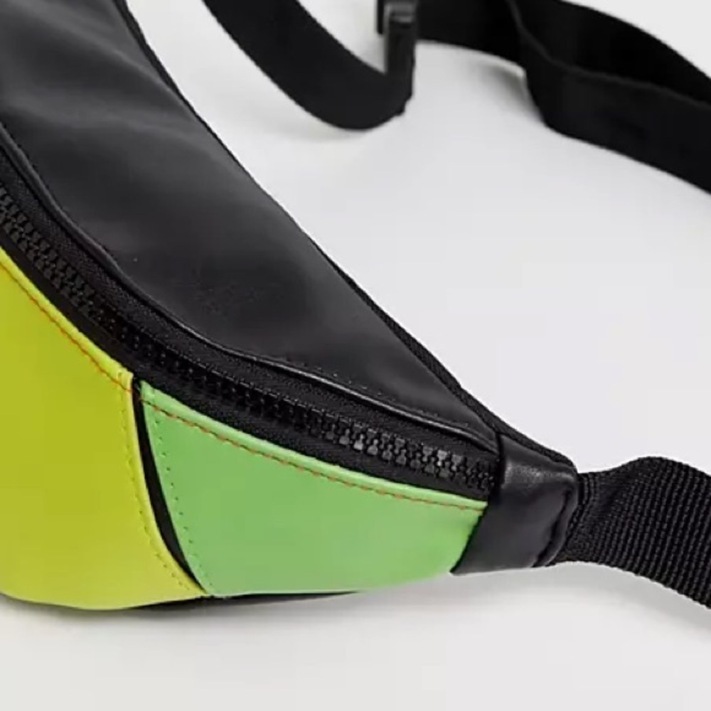 NWOT ASOS DESIGN cross body fanny pack in rainbow color block - Picture 2 of 16